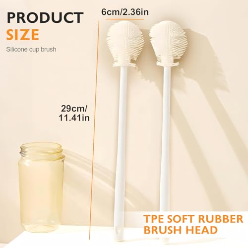 360° Flexible Silicone Bottle Brush, 2026 New Bottle Cleaner Brush with Long Handle, Water Bottle Cleaner, Deep Cleaning for Baby Bottles,Glassware, Narrow Neck Containers (2pcs) - color: 2pcs