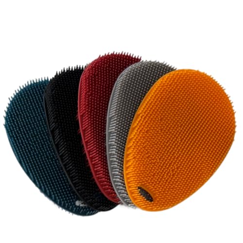 Silicone Sponge Dish Scrubber - Food Grade and Housecleaning - BPA Free Silicone Kitchen Scrubber [5 Pack Ovals Winter] - color: Winter