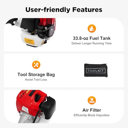 2-Stroke 1700W Gas Power Snow Sweeping Broom,52cc Handheld Sweeper,Single Cylinder Walk Behind Handheld Sweeper,Cleaning Driveway Turf Lawns Power Brush Lawn Sweeper Cleaner Tools