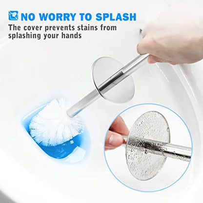 Toilet Brush and Holder, Toilet Brush with 304 Stainless Steel Long Handle, Toilet Bowl Brush for Bathroom Toilet-Elegant-Cleaning-Bristles(White) - color: White