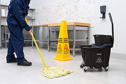 SPARTA OmniFit Mop Bucket System, Durable Mop Bucket, Side Press Wringer, and Soiled Water Insert, Floor Cleaning Essentials for Commercial and Home Use, 35 Qt Capacity, 1 Count, Black