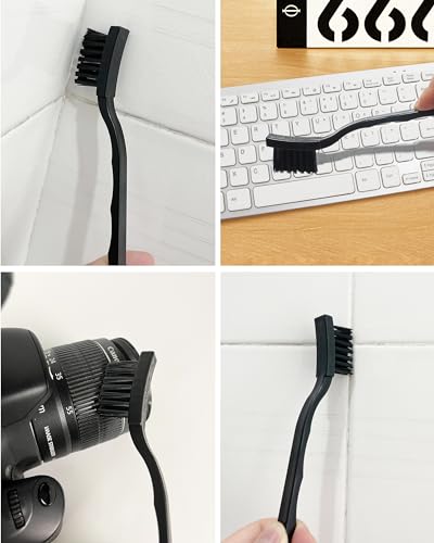 WAFJAMF 3 x 0.5cm Three Row Plastic Handle Anti Static Brushes Black Scraping Brushes 5 Pcs