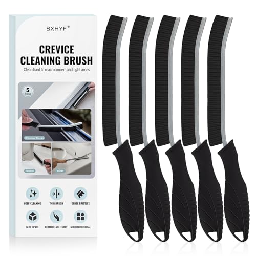 SXhyf Cleaning Brush - Hard Bristle Crevice Cleaning Brush, Multifunctional Gap Scrub Brush, Kitchen Essentials, Bathroom Cleaner Tools for Household Use, Home, Window, Toilet, Stove - color: Black Bristle Black Handle