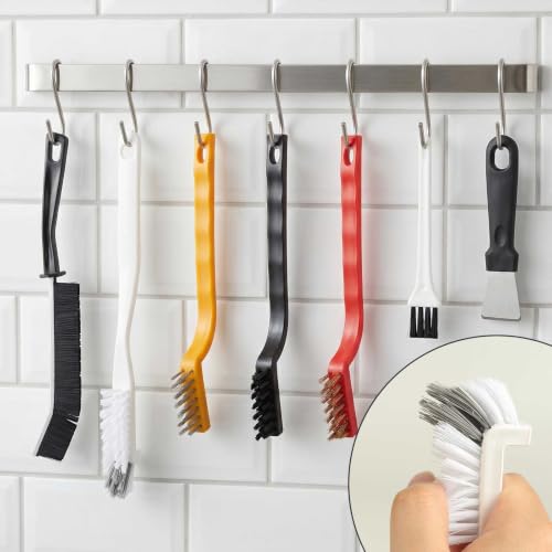 Crevice Cleaning Brush, Hard Bristle Cleaning Tool with Scraper, Grout Brush kit for Bathroom, Kitchen, Sink, Faucet, Window Grooves, Bottles, Blenders, 12Pcs