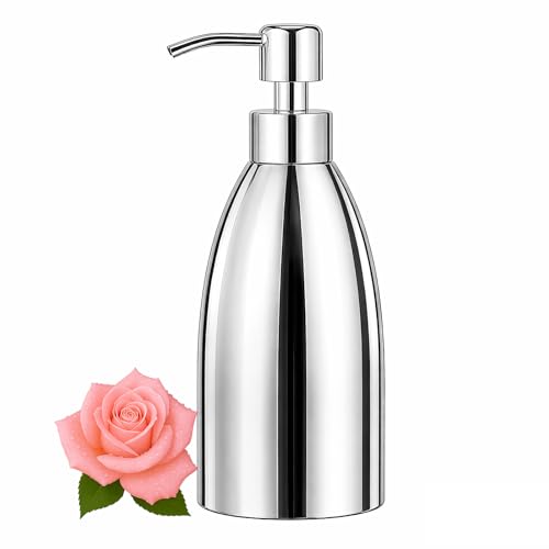 304 Stainless Steel Soap Dispenser 16oz Rust-Proof Liquid Soap Pump Bottle for Kitchen or Bathroom Countertop Hand Dish Lotion Leak-Proof (Mirror Stainless Steel) - color: Mirror Stainless Steel