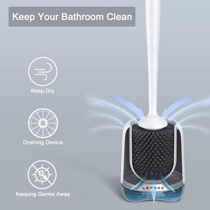 Lefree 2 Pack Silicone Toilet Bowl Brush and Holder Set with Ventilated Holder, Floor Standing & Wall Mounted Toilet Scrubber - color: Gray, size: 2 Pack