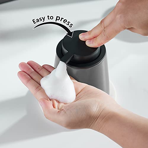 12Oz Grey Foaming Soap Dispenser - Ceramic Foam Hand Soap Dispenser with Easy-to-Press Black Pump, Refillable Bathroom Lotion Soap Dispenser, Dish Soap Dispenser for Kitchen Hand Wash Dispenser - color: Gray, style: Foam Pump