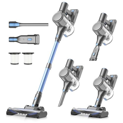 Zefiro Vacuum Cleaners for Home | 450W /40Kpa 50Mins Cordless Stick Vacuum Cleaner, Rechargeable Wireless Anti-Tangle Vacuum for Pet Hairs/Hardwood Floor