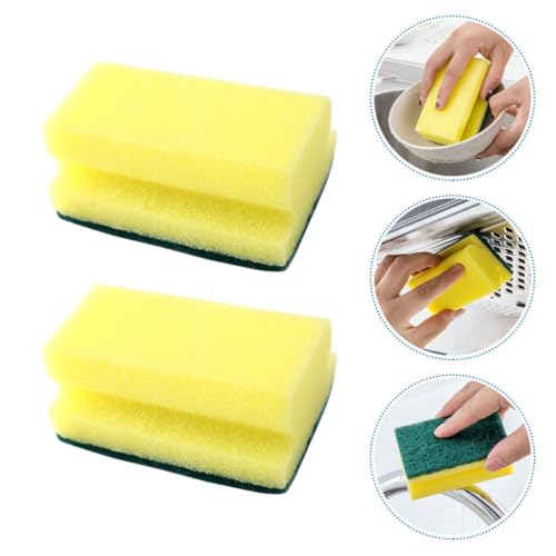 Unomor 10pcs Non-Scratch Scrub Scouring Sponge Pads for Dish Washing, Eco-Friendly Kitchen Cleaning Sponges Bulk Pack, Sturdy Pot Scrubber Suitable for Household Use