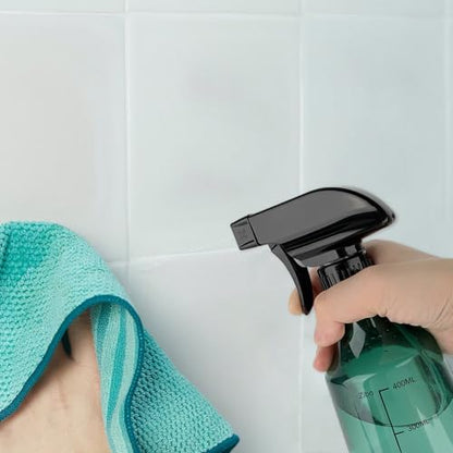2 Pack 17oz/500ml Mist and Stream Adjustable Spray Bottles, Empty Spray Bottles with Measurements for Home Cleaning and Gardening, Grey and Green