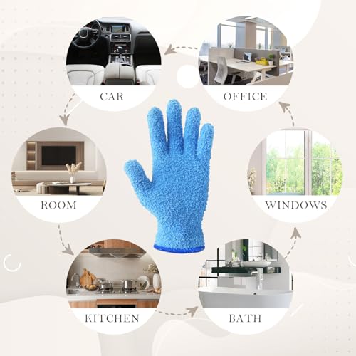 Evridwear Microfiber Plant Dusting Gloves Reusable Leaf Cleaning Glove for Houseplants,Blinds,Furniture and Small Objects - color: Blue 1 Pair, size: Small/Medium (Pack of 1)