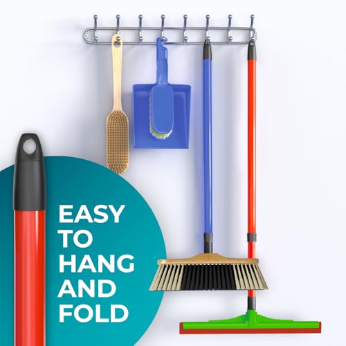 HELOMOR Bundle of 2-Pack Telescopic Metal Broom Handles Pull Broom, 59' Long and 1.87' Wide, with 3-Pack Floor Squeegee Wiper Heads Refill Mop Foam Dual Moss, 16" L for Cleaning Indoor Households