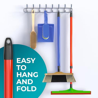 HELOMOR Bundle of 2-Pack Telescopic Metal Broom Handles Pull Broom, 59' Long and 1.87' Wide, with 3-Pack Floor Squeegee Wiper Heads Refill Mop Foam Dual Moss, 16" L for Cleaning Indoor Households