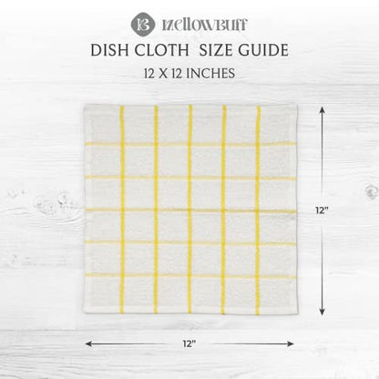 100% Cotton Terry Dish Cloth & Dish Towel, 8 Pack, Super Soft and Absorbent Kitchen Towels, Perfect for Kitchen Cleaning and Dish Washing (Yellow (Solid and Checks) 8 Pack) - color: Yellow (Solid and Checks) 8 Pack