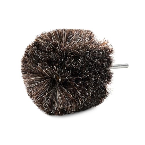 Bacar 4" Horsehair Polishing Wheel for Drill - Shoe & Leather Buffer Attachment, Soft Bristle Brush for Boots, Car Interior & Wood Care - style: Round Head