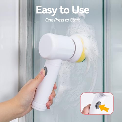 5 in 1 Cordless Electric Spin Scrubber & Power Scrubber - Rechargeable Battery, Fast Cleaning for Bathroom, Shower, Tile, Kitchen Floors, Household Cleaning Tools