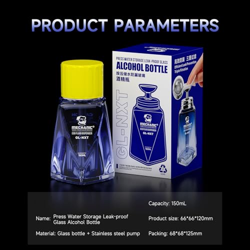 5 Oz /150ml Glass Push Down Pump Dispenser Bottle with Cap Push Down Glass Empty Pump Dispenser Pump Alcohol Dispenser Alcohol Bottle for Nail Polish Alcohol Makeup Remover Phone Cleaning