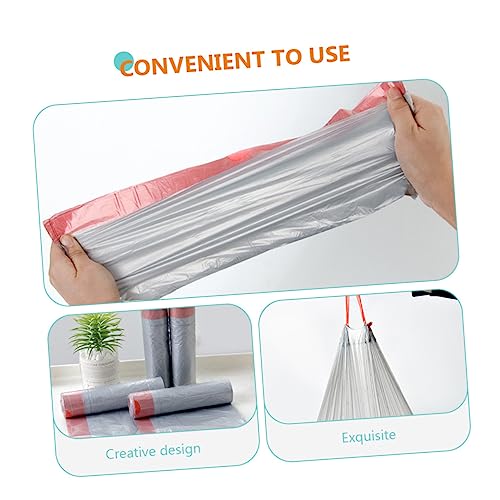 LALAFINA 5 Rolls of Heavy-Duty Drawstring Trash Bags Disposable Plastic Rubbish Bags for Kitchen and Household Use Easy to Carry and Use Random Color