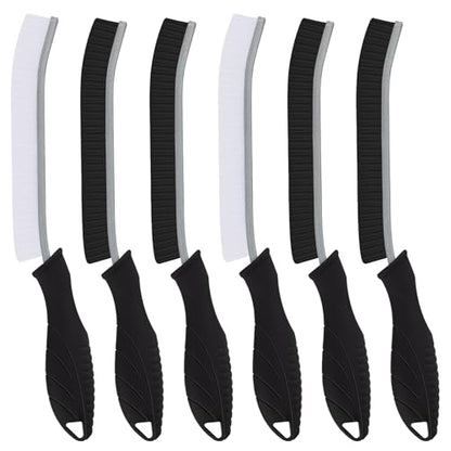 TQRR Hard Bristle Crevice Cleaning Brush-Thin Gap Scrub Brush, Small Cleaning Brush, Grout Brush, Kitchen Brush, Cleaning Tools for Toilet, Bathroom, Sink, Home, Household, Window (6, Black) - color: Black