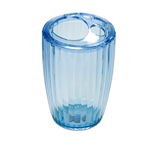 Sweet Home Collection Ribbed Acrylic Bathroom Durable Scratch Resistant Modern Set or Individual Bath Accessories, Toothbrush Holder, Cerulean Blue - color: Cerulean Blue, size: Toothbrush Holder