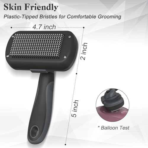 Dipoo Self-Cleaning Deshedding Brush for Dogs & Cats - Skin-Friendly Grooming Tool with Hair Brush for Long and Short Haired Pets, Grey - color: Grey