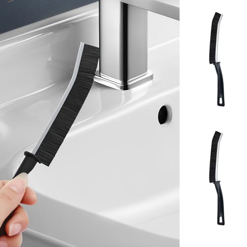 Crevice Cleaning Brush Narrow Gap Brush with Alloy Bristles for Home Use Cleaning Brush for Tight Spaces and Corners (2 Pieces) - color: Black