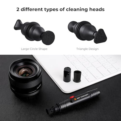 K&F CONCEPT Professional Lens Cleaning Pen with Soft Brush, Carbon Head Lens Cleaning Pen Compatible with Canon, Nikon, Pentax, Sony Digital Camera Cleaning,AR VR Glasses Cleaning