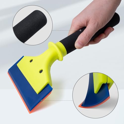 NEWISHTOOL 2 Pack Rubber Squeegee with Nylon Handle for Water Removal, Glass Cleaning, PPF Installing and Window Film Application (5-Inch Blade with Long Handle) - size: 5-Inch Blade with Long Handle