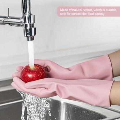 DOSEWART 4 Pairs Rubber Cleaning Gloves, Dishwashing Kitchen Gloves for Washing Dishes Non-Slip Grip Design for Cleaning