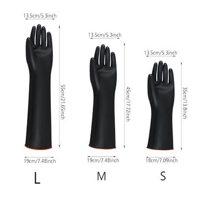 1 Pair Chemical Resistant Gloves, Reusable Long Rubber Dishwashing Gloves, Industrial Safety Waterproof Alkali Oil - size: S/14inch