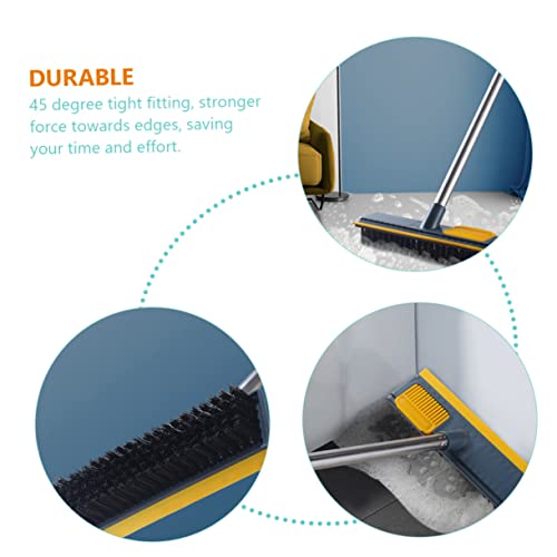 Rubber PET Hair Broom 2-in-1 Floor Scrubber Squeegee Portable Detail Hair Remover for Hardwood Tile and Carpet Cleaning