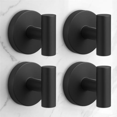 Heavy Duty Suction Cup Hooks for Glass Window,Tile,Mirror,Removable Shower Hooks for Inside Shower,Metal Towel Hooks for Bathroom,4 Pack(Black) - color: Black, size: 4 Pack