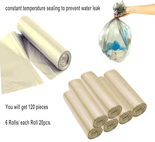 4 Gallon Bathroom Trash Bags,120 Count 6 Rolls Small Trash Garbage Bags, Strong Thin Material Disposable Trash Bags for Office, Home Waste Bin (4Gallon Gold, 120 Count) - color: 4Gallon Gold