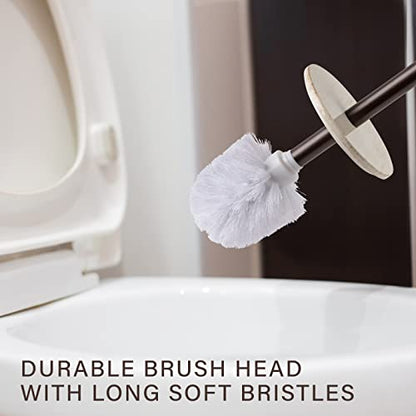 Rustic Luxe Toilet Brush and Holder Set - Beige Toilet Bowl Cleaner Brush with Strong Metal Handle - Long Bristles Toilet Bowl Brush and Holder - Rustic Farmhouse Decor - color: Distressed White