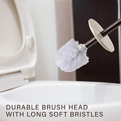 Rustic Luxe Toilet Brush and Holder Set - Beige Toilet Bowl Cleaner Brush with Strong Metal Handle - Long Bristles Toilet Bowl Brush and Holder - Rustic Farmhouse Decor - color: Distressed White