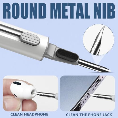 Inesore Cleaner Kit for Airpods Pro 3 2 1 Series,Multi-Function Cleaning Pen Tool for Earbuds Headphone iPhone Camera Electronic Devices,with Soft Brush Flocking Sponge -White - color: A1-White