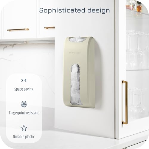 Manterio Wall Mount Plastic Bag Organizer | Durable Plastic Grocery Bag Saver | Smudge Proof, Fingerprint Resistant (Cream) - color: Cream