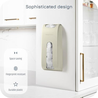 Manterio Wall Mount Plastic Bag Organizer | Durable Plastic Grocery Bag Saver | Smudge Proof, Fingerprint Resistant (Cream) - color: Cream