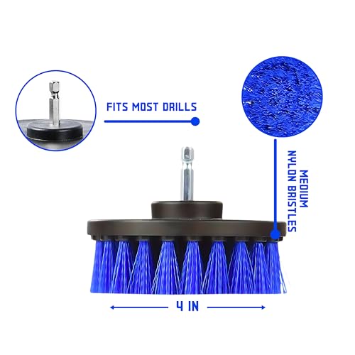 Diamond Shine 4" Medium Drill Brush Attachment with 6" Extension – Power Scrubber for Tile, Grout, Bathtub, Shower, Sink & Multi-Surface Cleaning