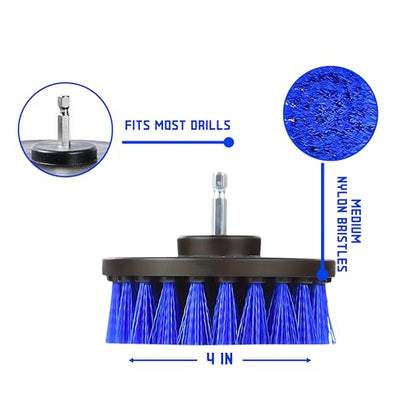 Diamond Shine 4" Medium Drill Brush Attachment with 6" Extension – Power Scrubber for Tile, Grout, Bathtub, Shower, Sink & Multi-Surface Cleaning