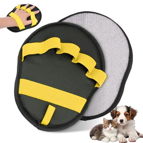 Upgraded Five-Finger Electrostatic Pet Hair Removal Gloves, Reusable Cat & Dog Hair Remover for Couch, Furniture, Carpet, Car Seat, Clothing - Magic Brush Pet Grooming Glove (Yellow) - color: Yellow