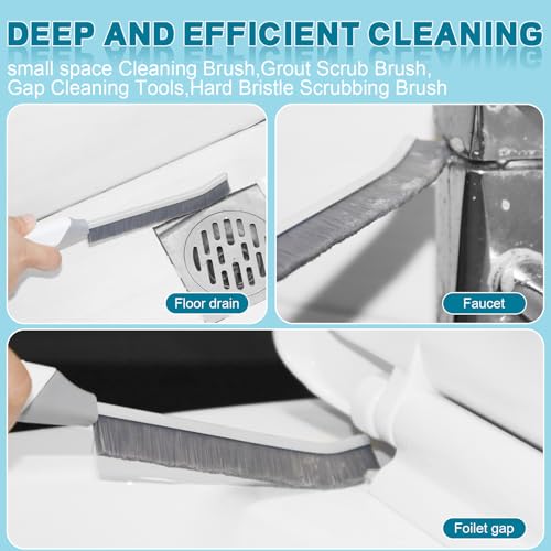 Thin Cleaning Brush Set - Gap Cleaning Tools, Multi-Purpose Hard Bristle Grout Scrub Brushes & Grout Cleaner Brush for Deep Scrubbing in Kitchen, Bathroom, Toilet, Sink Gap - color: White 6pcs