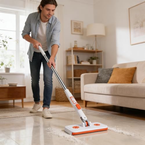 Click Mop - Flexible Clip Flat Cleaner, 1 Piece Manual for Hardwood Surfaces, Adjustable Stainless Steel Handle, Household Supply, Floor Tool for Tiles, Laminates and Boards