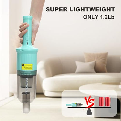 6-in-1 Rechargeable Household Stick Vacuum Cleaner, Convertible to Handheld, for All Kinds of Cleaning in Your Home on Hard Floors, Upholstery, Sofas, Cars (Green) - color: Green