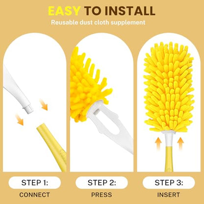 SetSail Dusters for Cleaning 4pcs Small Microfiber Duster Refills with 1 Handle Reusable Duster Refill Compatible with Swiffer Washable Duster Cleaner Kit for Furniture, Blind - color: Yellow