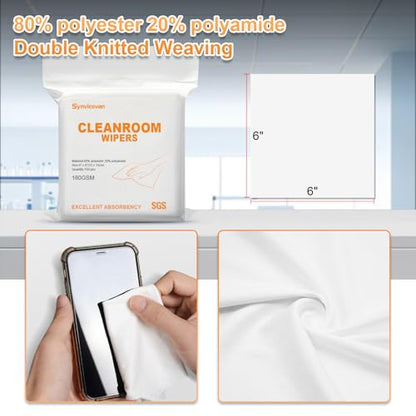 Microfiber Wipes 6"x6"(100 Pcs,Class 100, 200GSM) Superfine Lint Free Cloths Cleaning and Drying Cloths Reusable Ultra Absorbent for All Surface Types