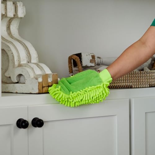 Tribello Libman Microfiber Dusting Mitt – Dual-Sided Dusting Glove with Elastic Cuff, Polishing & Dusting Microfiber Fingers, Reusable & Machine-Washable, 10.5” x 7” – Traps Dust, Dirt & Allergens
