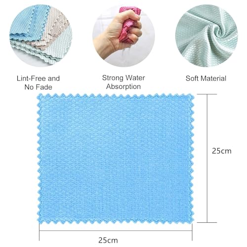 RPJFCPCS Weiliya 10pcs Cleaning Fish Scale Cloth Microfiber Nanoscale Cleaning Lint FreeEasy, No Trace High Absorption Polishing Cloth for Kitchen Home (Random Color)(30X40cm)