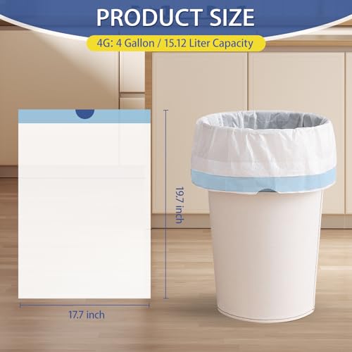 Small Trash Bags 4 Gallon Drawstring,1.1 Mil,Unscented,240 Count | Tear-Free,Leakproof,Strong Garbage Can Liners,White,Fit 12 - 15 Liter Waste Bins,for Home Bathroom Office Car Everyday Use - color: 4gal-240