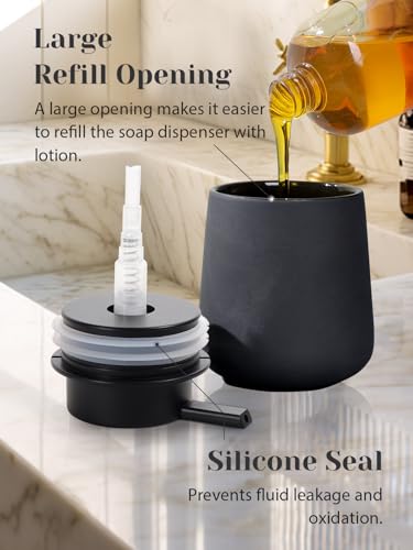 INGOFIN Ceramic Lotion Dispenser - 12oz Refillable Hand Soap Dispenser Bathroom, Modern Liquid Soap Dispenser with Pump, Dish Dispenser for Kitchen, Matte Grey - color: Matte Grey